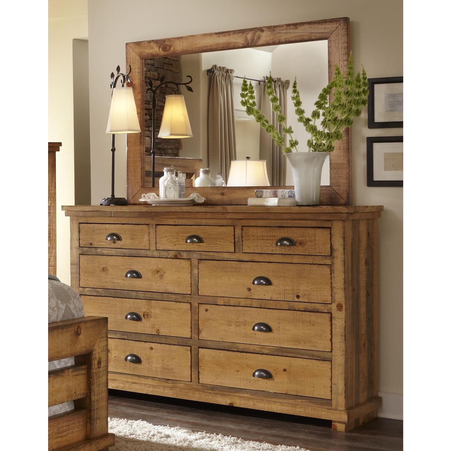 Progressive Furniture Mirror-Finish:Distressed Pine