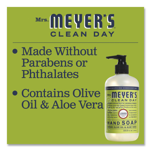 Mrs. Meyer's Clean Day Liquid Hand Soap， Lemon， 12.5 oz， 6/Carton (651321)