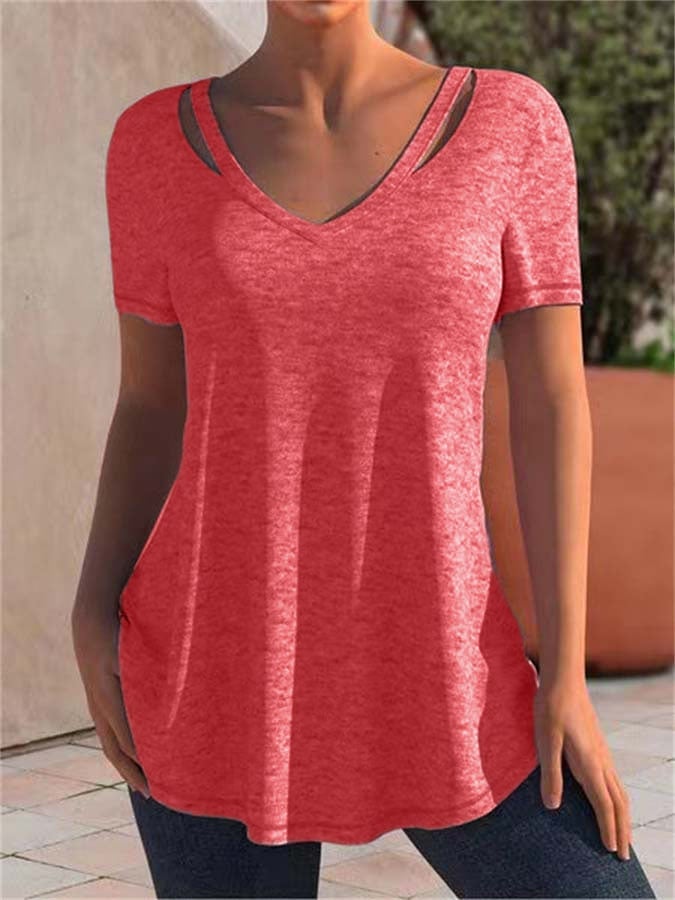 Casual Solid Color Short Sleeve T-Shirt