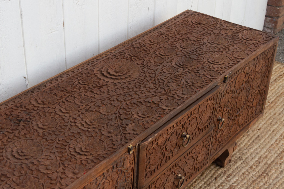 Rare Finely Carved Anglo Indian Low Cabinet   Eclectic   Accent Chests And Cabinets   by De cor  Houzz