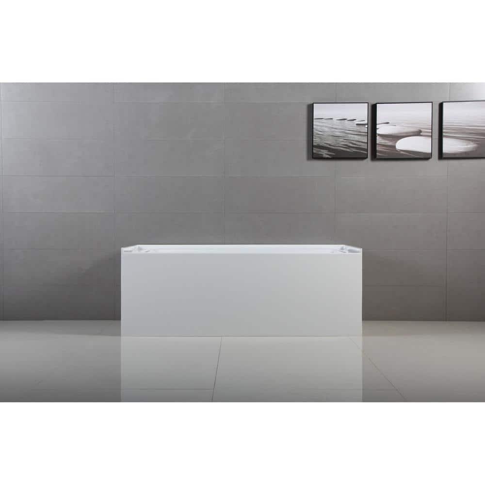 Aqua Eden Bertha 60 in Acrylic RightHand Drain Rectangular Alcove Bathtub in White