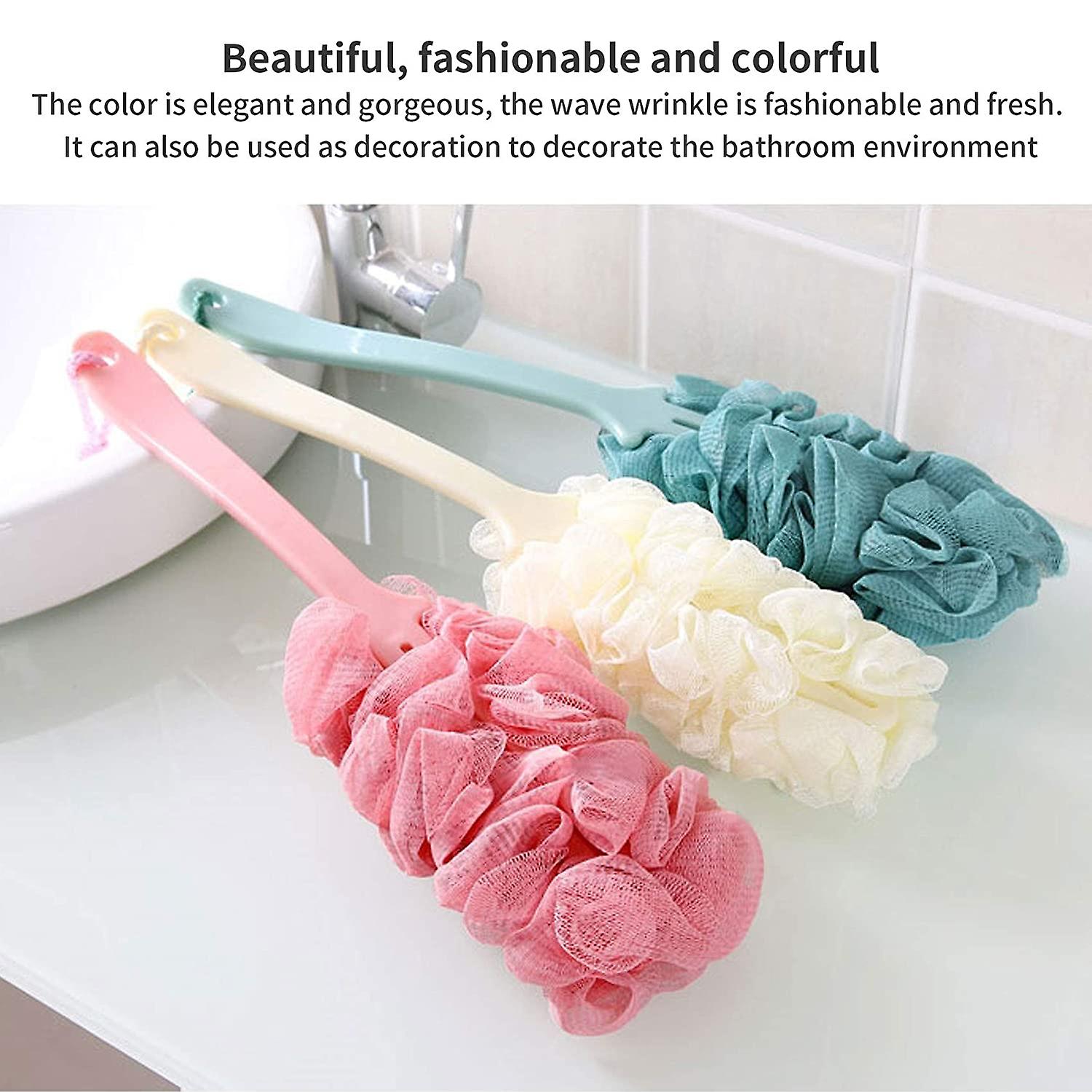 3 Pack Back Scrubber Long Handled Bath Brush Soft Mesh Sponge Exfoliating Body Scrub Back Cleaner Loofah Bathroom Shower Accessories For Women And Men