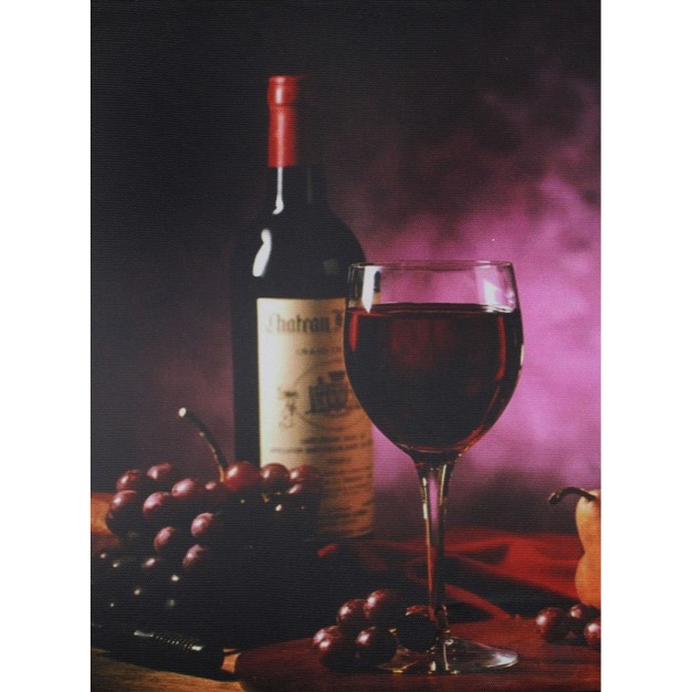 X 15 75 quot Prelit Led Flickering Wine Fruit And Candle Canvas Wall Art