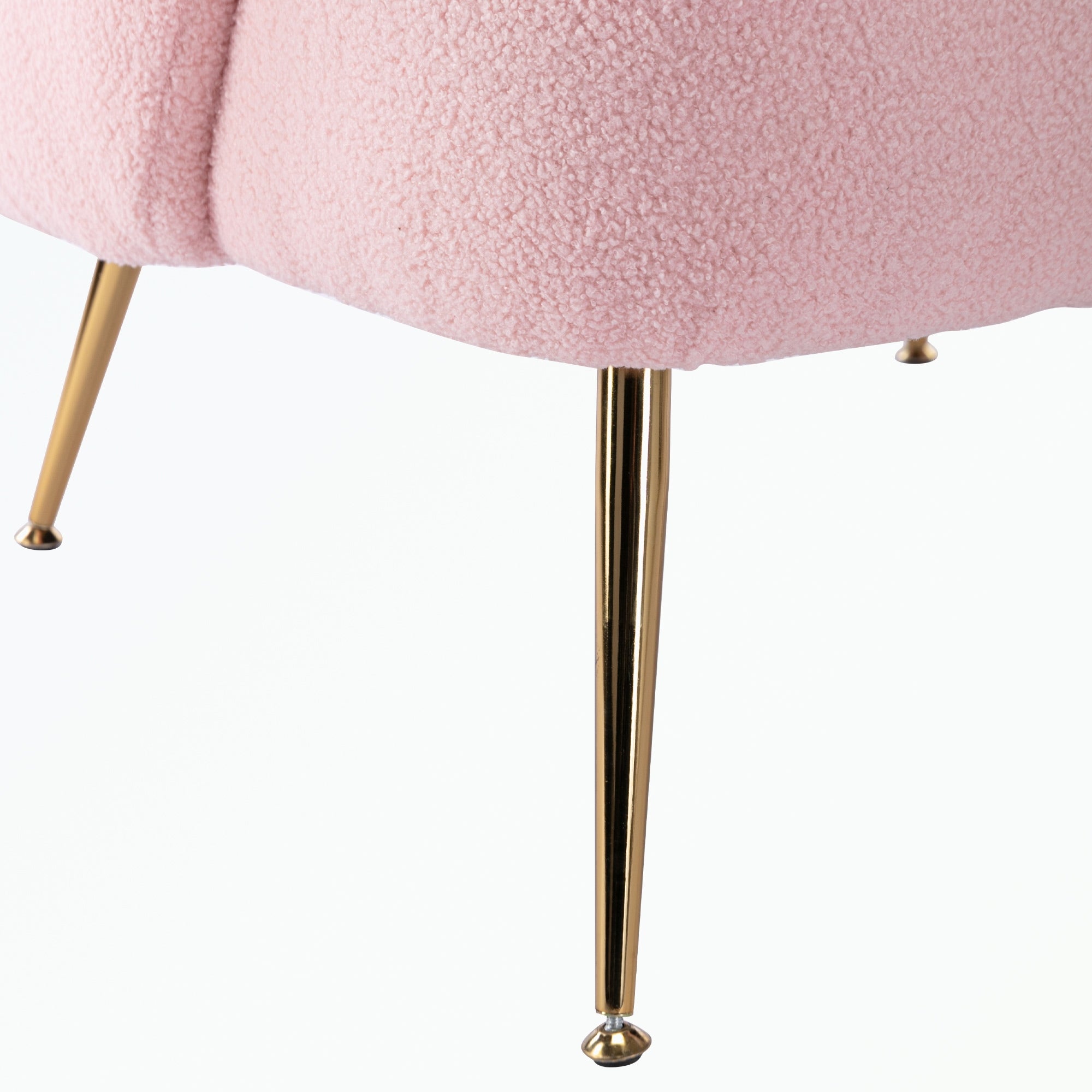 Teddy Short Plush Particle Armchair， with Golden Metal Legs