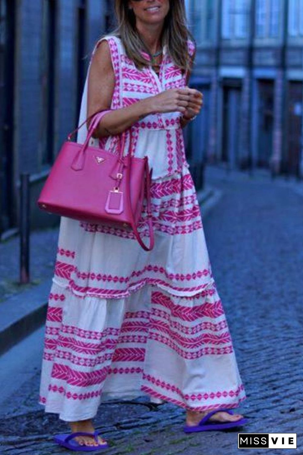 Bohemian V-Neck Sleeveless Maxi Dress