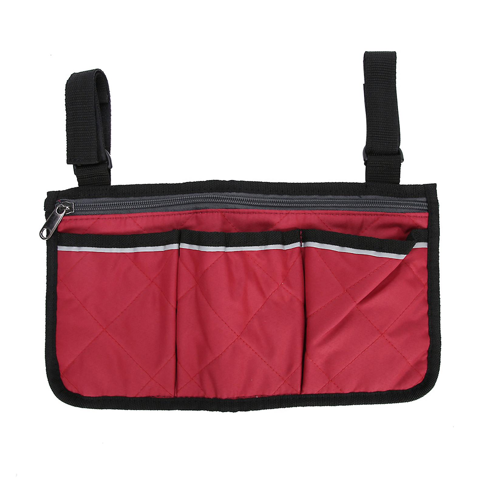 Wheelchair Bag Pouch Pockets Large Capacity Hanging Bag Storage Organizer Armrest Pouch Handy Bagred Wine