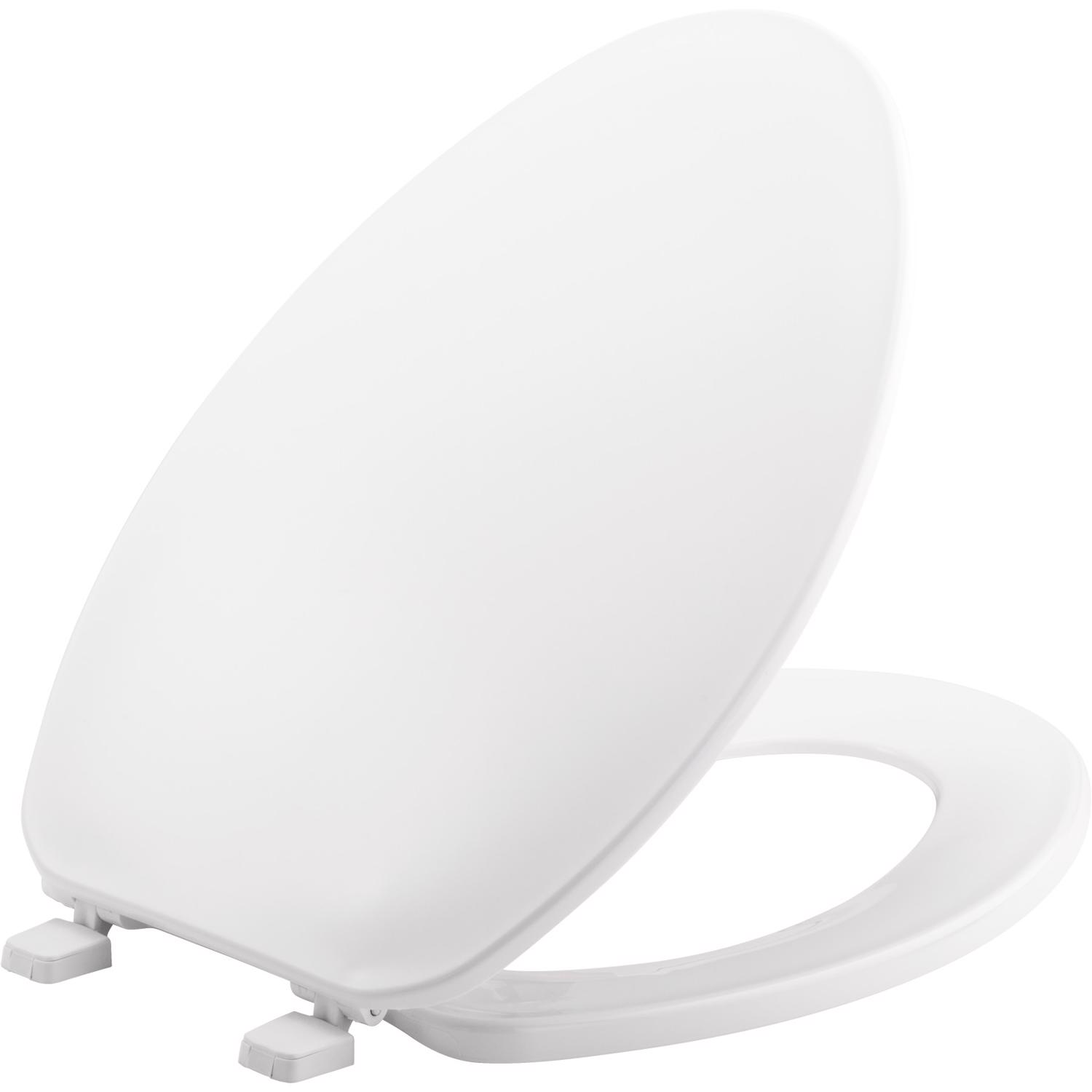 Bemis Elongated White Plastic Toilet Seat