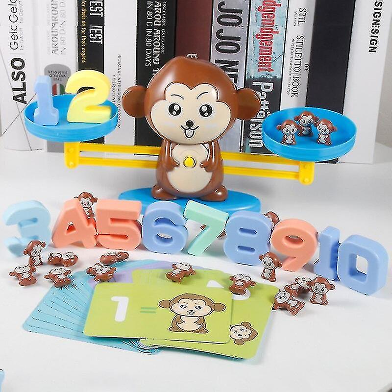 Children's Educational Toys， Learning Mathematics Games， Digital Balance， Christmas Gifts， Birthday Gifts-(brown Monkey)