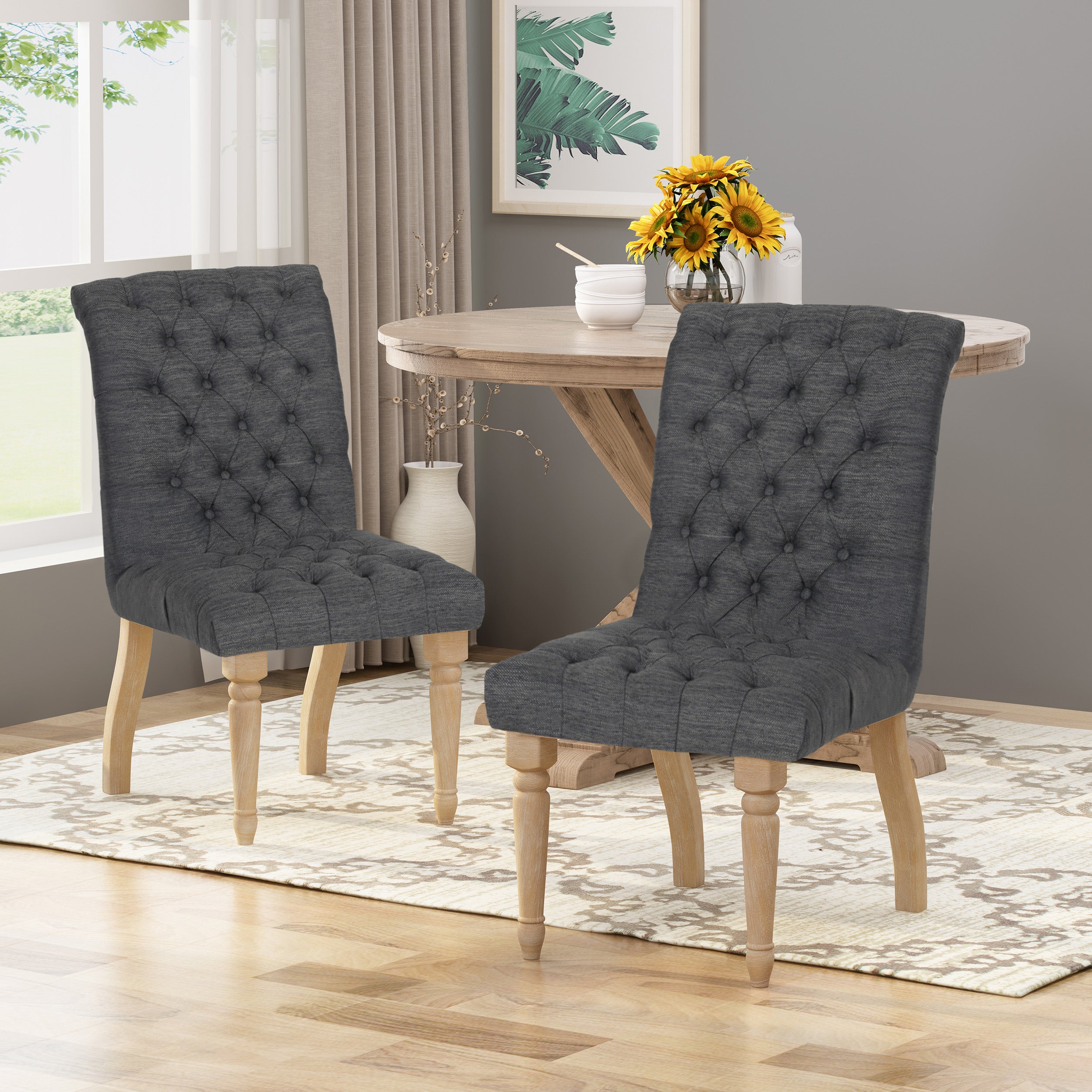 Terrance Tufted Fabric Dining Chair (Set of 2)