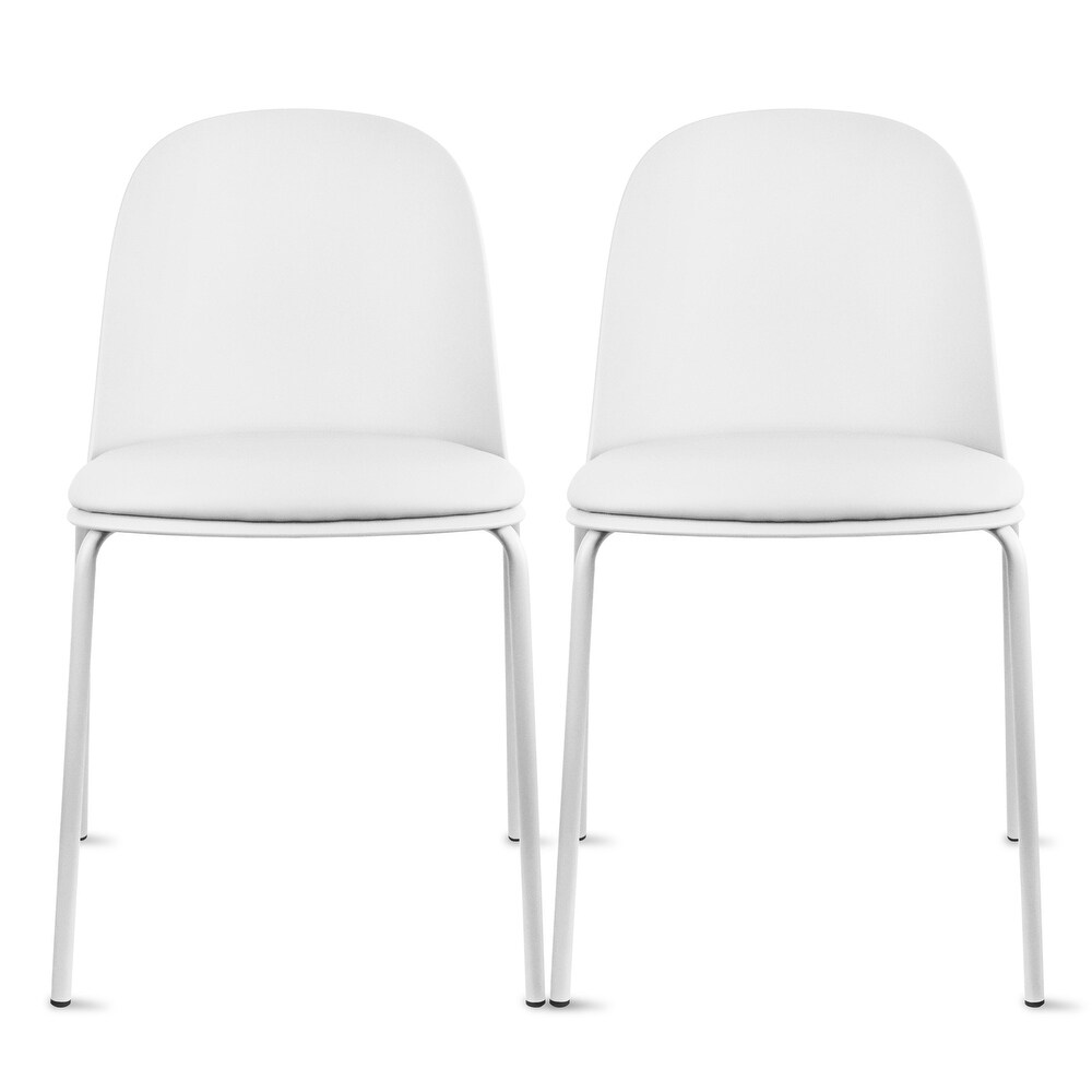 Set of 2 Plastic Dining Chairs With Metal legs Without No Wheels For Kitchen Indoor Outdoor Patio Office Hotel Restaurant   N/A