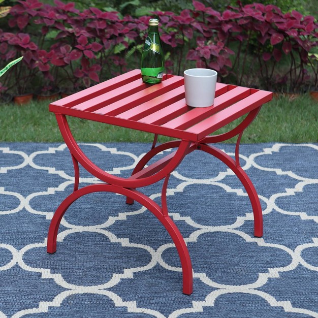 Outdoor Slat Top Coffee Table Red Captiva Designs