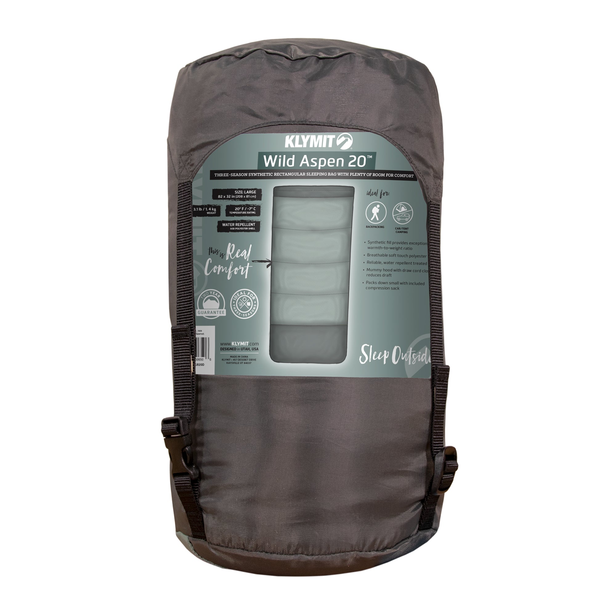 Wild Aspen 20 Degree Sleeping Bag - Large Rectangle (Green)