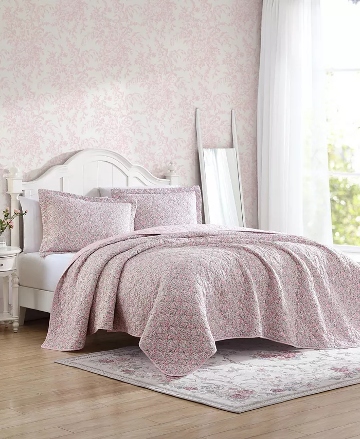 Laura Ashley Loveston Cotton Reversible 3 Piece Quilt Set， Full Queen