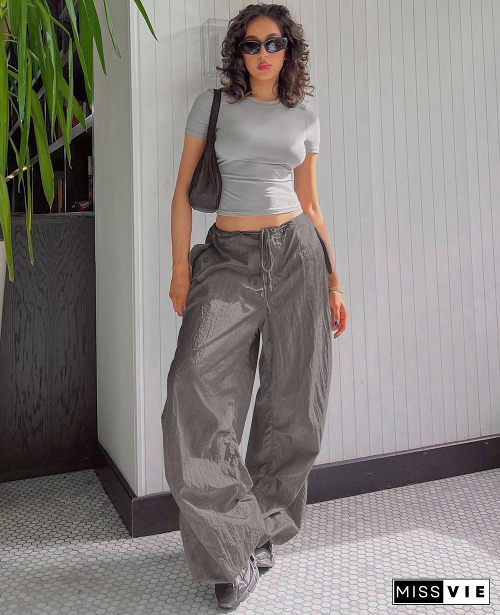 Low Waist Loose Lace Up Casual Pants