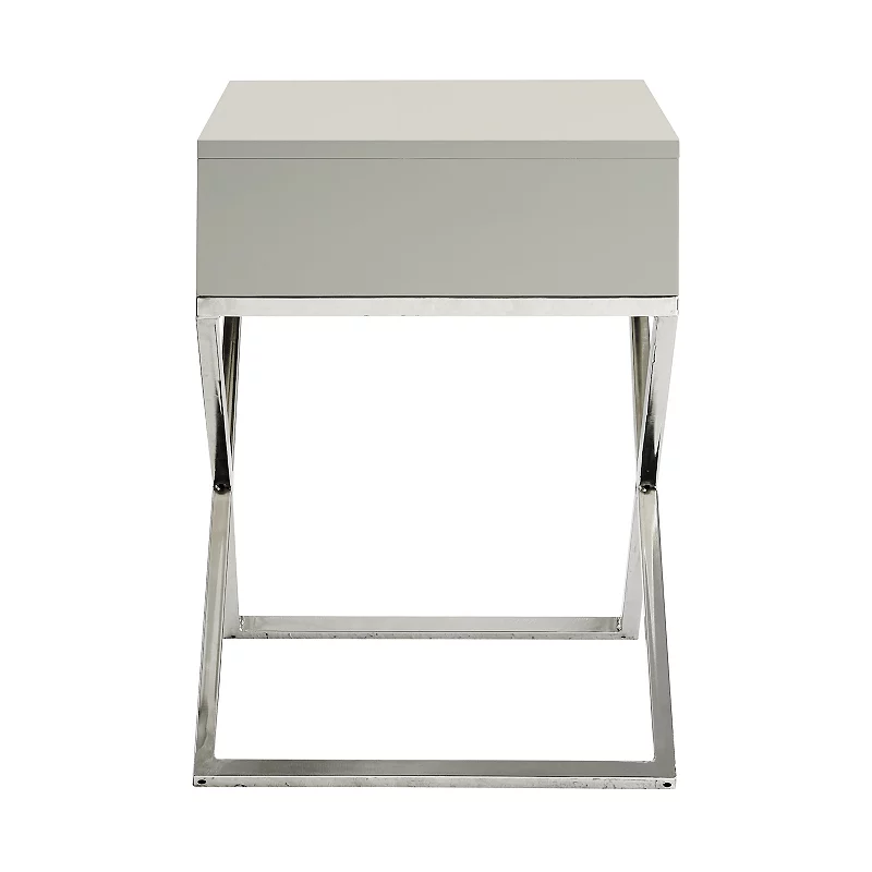 Cassie Side Table Square Lacquer-Finish Chrome