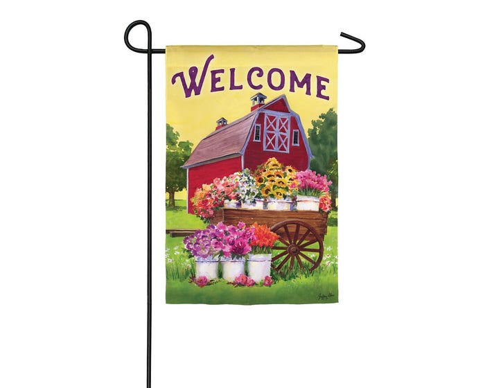 Evergreen Flower Farm Spring Welcome Garden Suede Flag - 14S9061