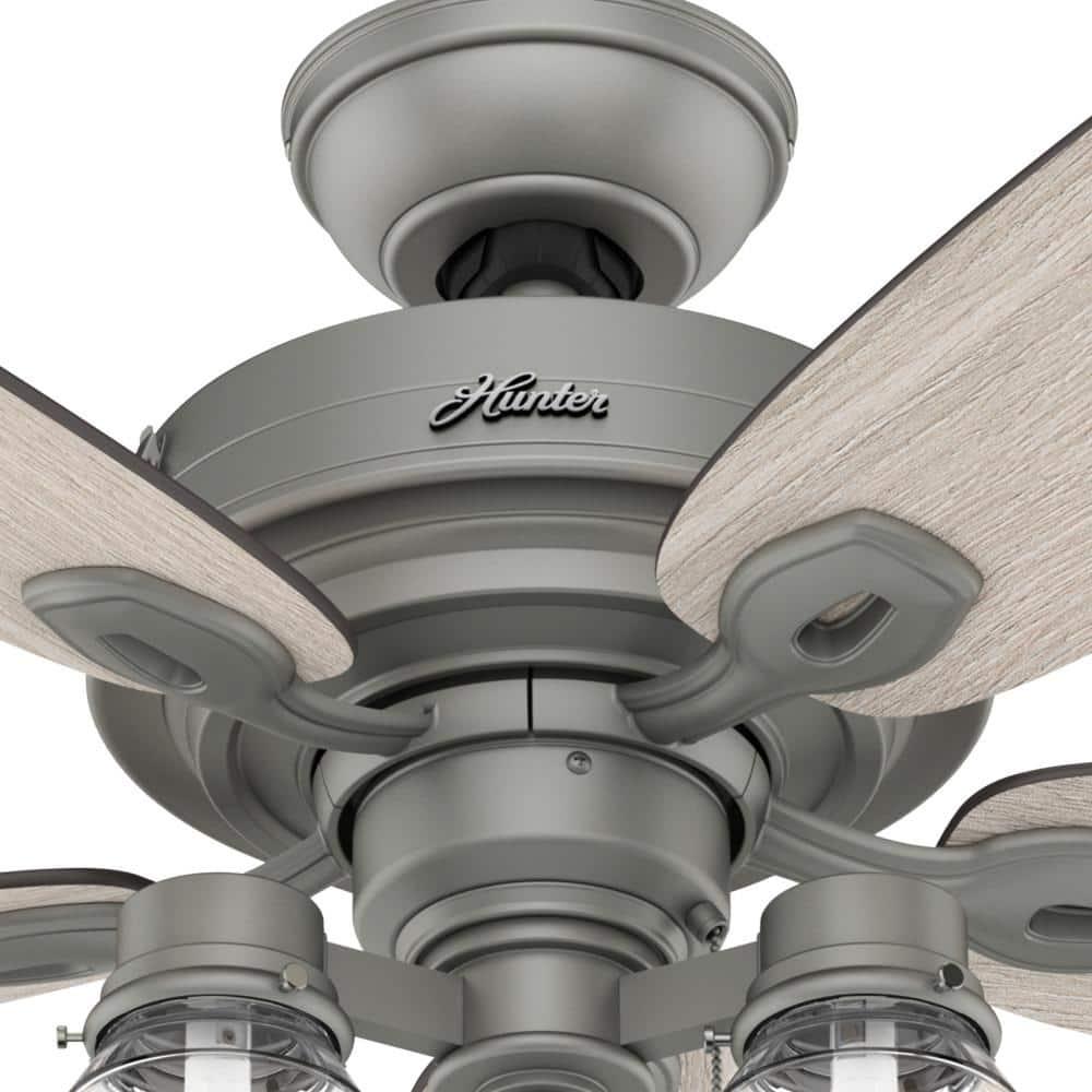 Hunter Crown Canyon 52 in LED Indoor Matte Nickel Ceiling Fan with Light Kit