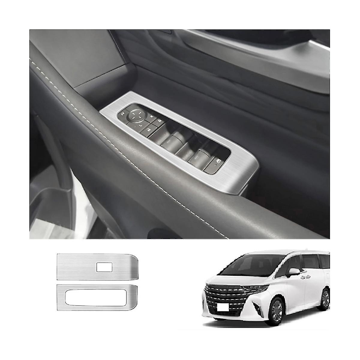 For Alphard 40 Series 2023+ Stainless Steel Door Armest Window Lift Switch Glass Control Panle Cover Silver Rhd