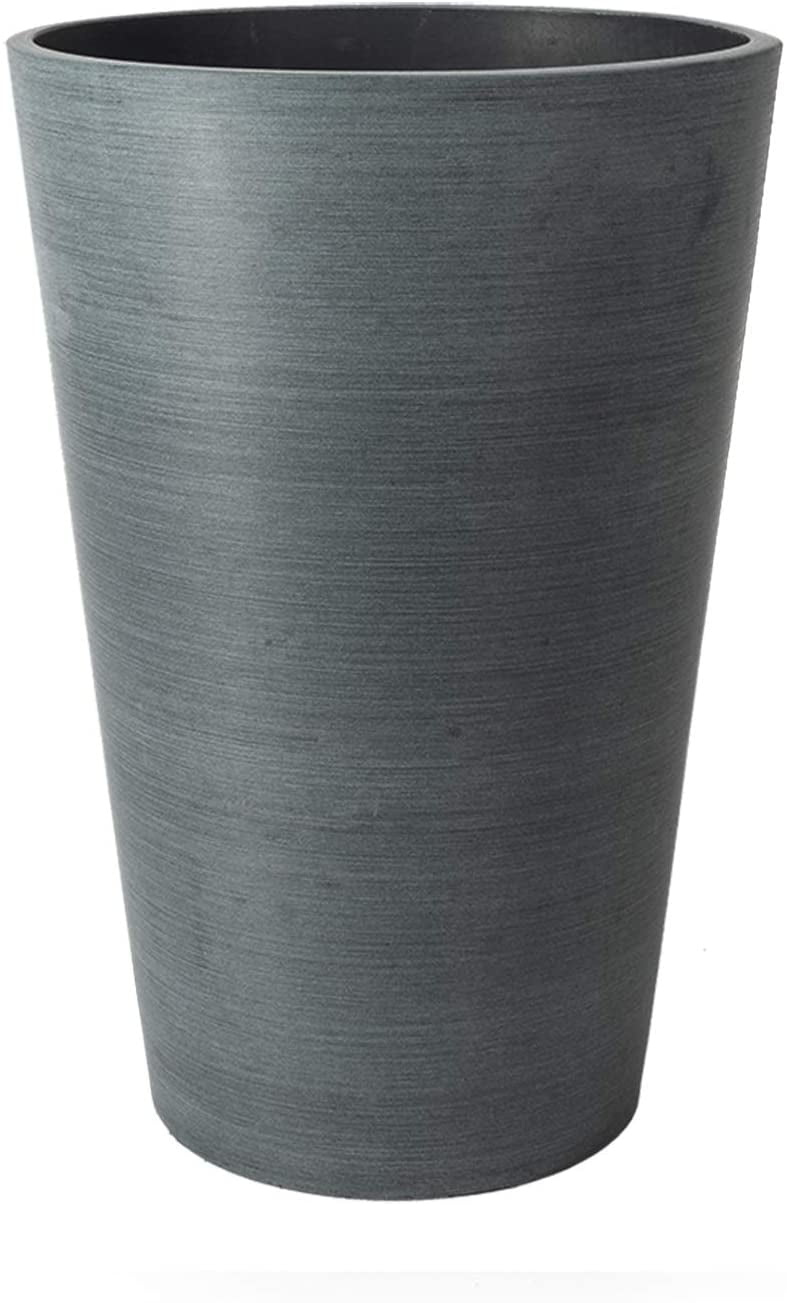 Algreen Valencia Round Outdoor Planter Pot， Charcoal Gray， 16