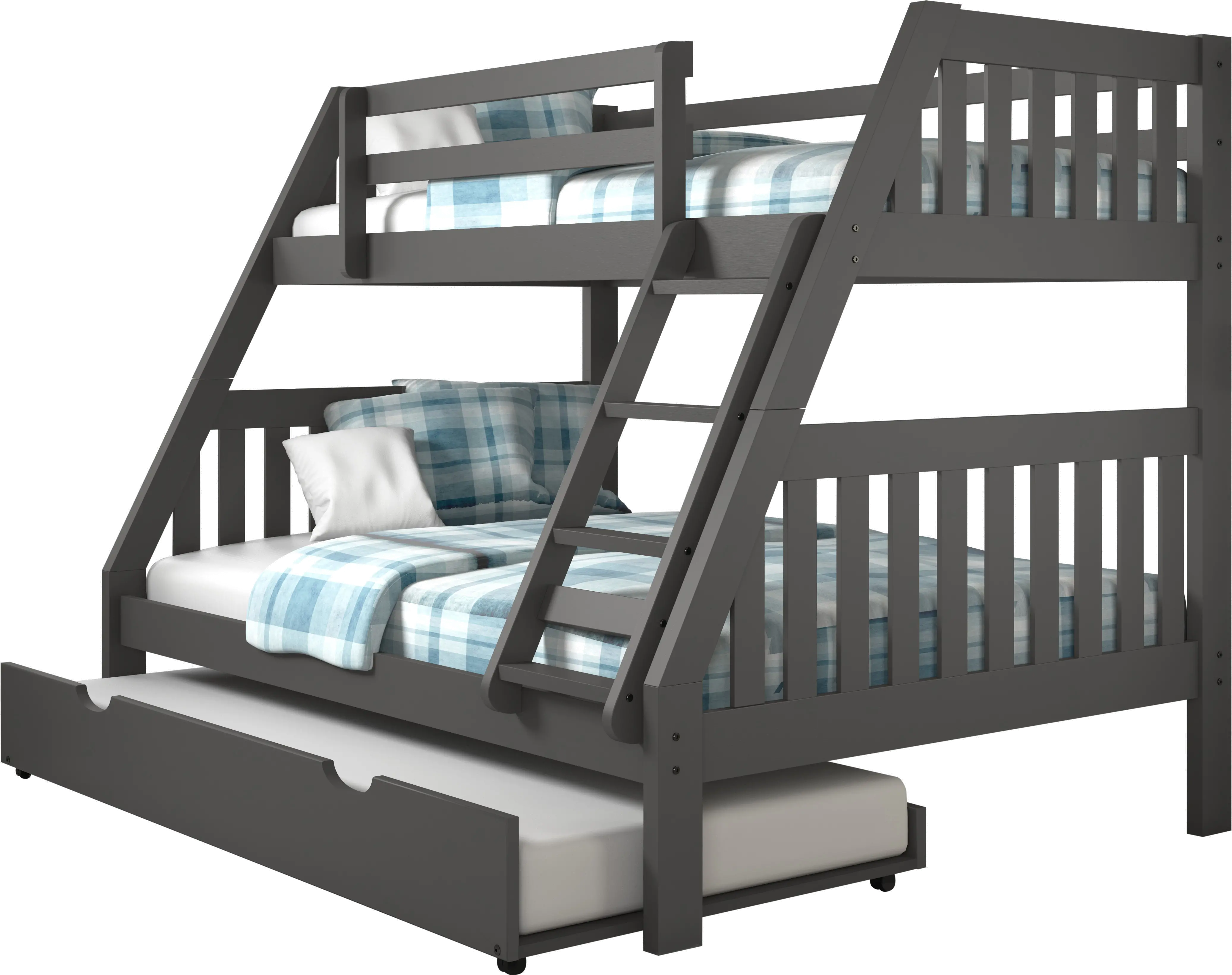 Mission Gray Twin over Full Bunk Bed with Trundle