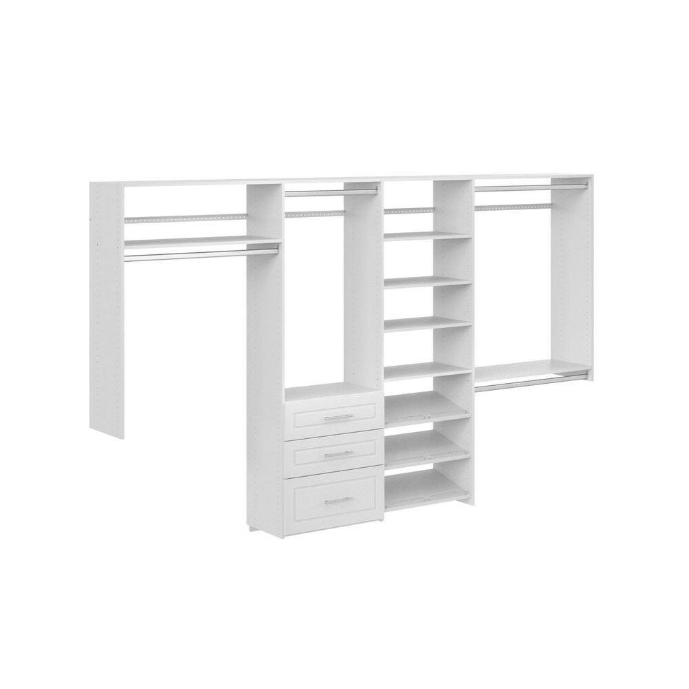 Closet Evolution Modern Raised Dual Tower 96 in. W - 120 in. W White Wood Closet System WH68