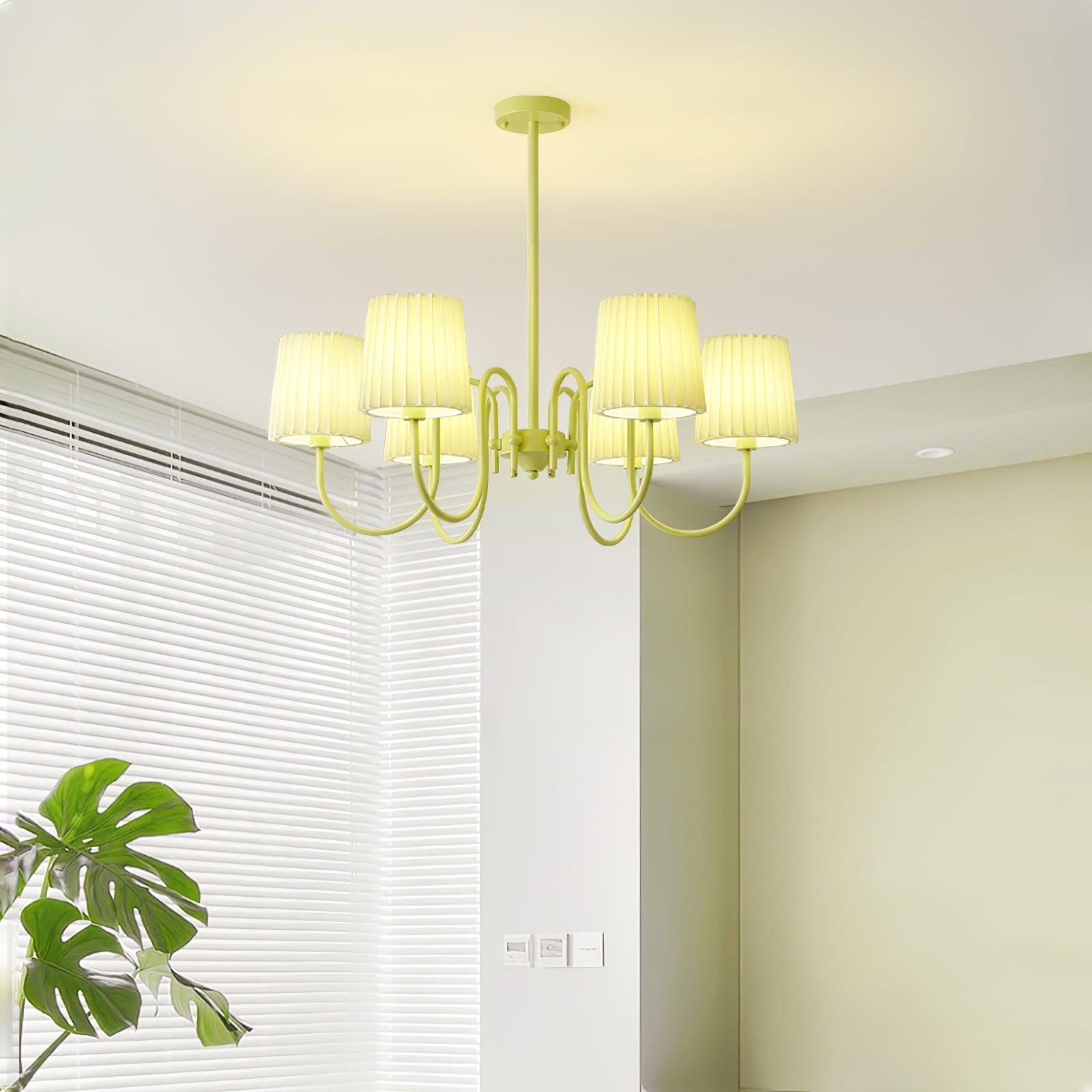 Pleated Fabric Matcha Chandelier