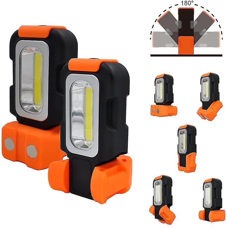Led Work Lights 3w Cob Led Portable Magnetic Pocket Torch Aaa Batteries Not Included， Foldable Light With Magnetic Base And Hook Set Of 3 By Enuotek [