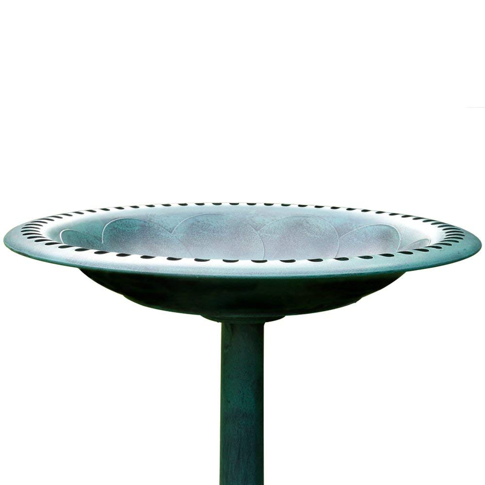 VIVOHOME 28In Height Polyresin Lightweight Antique Outdoor Garden Bird Bath Green