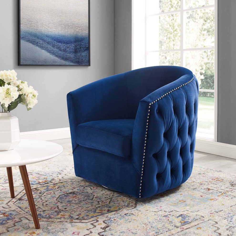 Rogue Swivel Performance Velvet Armchair   Contemporary   Armchairs And Accent Chairs   by Modway  Houzz