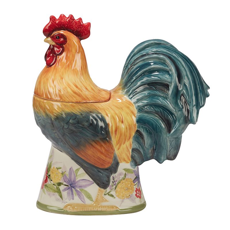 Certified International Floral Rooster 3D Cookie Jar