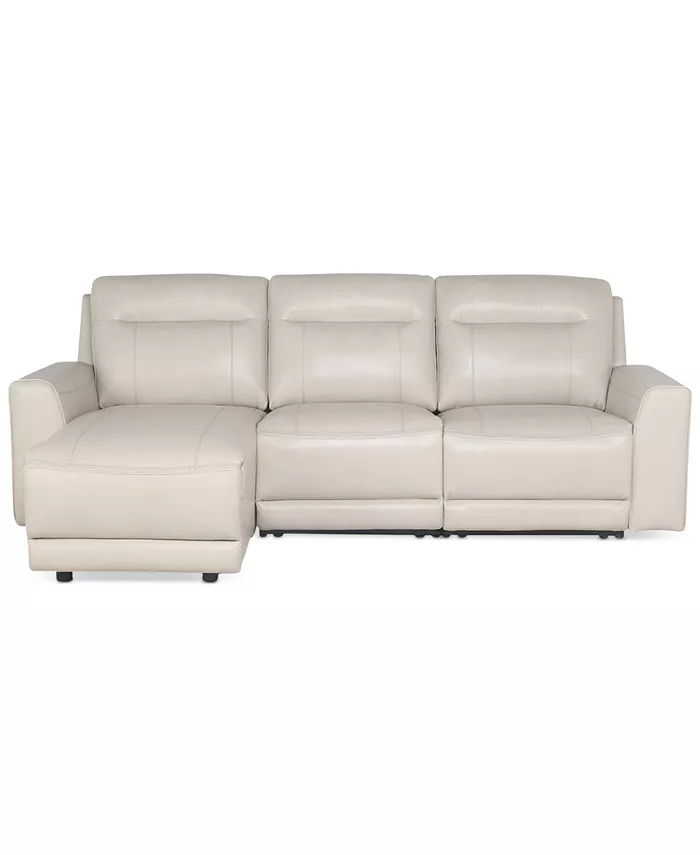 Macy's CLOSEOUT! Blairemoore 3-Pc. Leather Sofa with Power Chaise and 2 Power Recliners