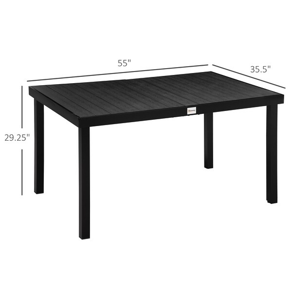 Outdoor Rectangular Dining Table for 6 Person with Aluminum Metal Legs for Garden，Lawn，Patio