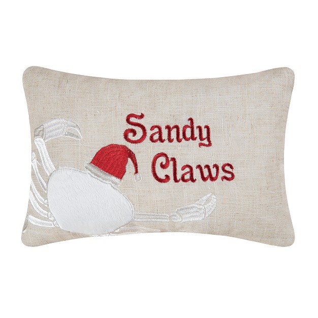 X 12 quot Sandy Claws Embroidered Petite Christmas Holiday Throw Pillow