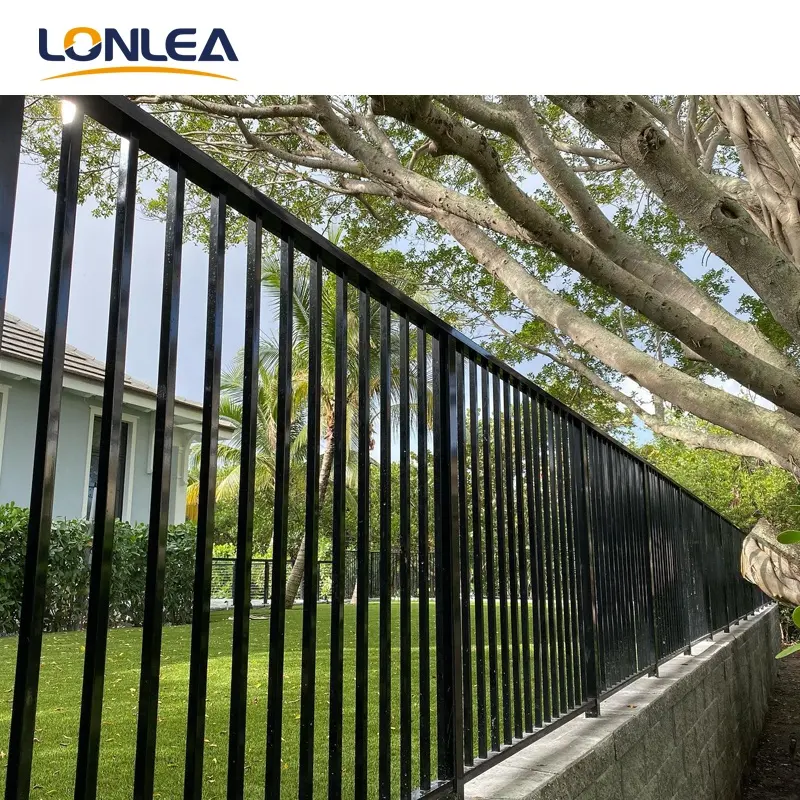 4ft 5ft 6ft 8ft Flat Top Wrought Iron Galvanized Steel Garden House Fencing Post Gate Cheap Aluminum Fence Panels