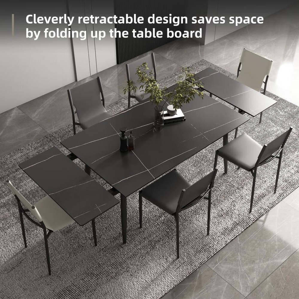 62.9'' to 94.4'' Extendable Dining Tables for 4 to 8   New sintered Stone Material Rectangle Dining Table