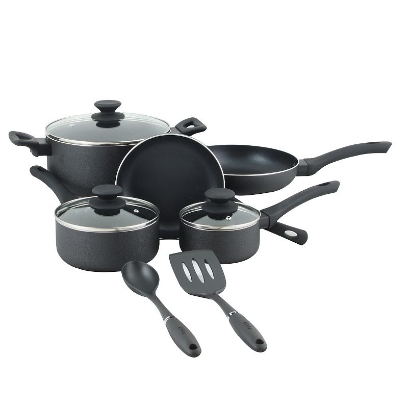 Oster Cocina Ashford 10 Piece Aluminum Nonstick Cookware Set in Black