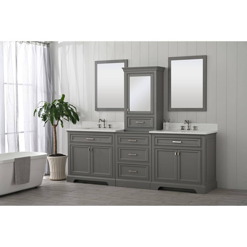 Design Element Milano 84 in. W x 22 in. D x 73 in. H Modular Bath Vanity in Gray with White Quartz Top ML-84MC-GY