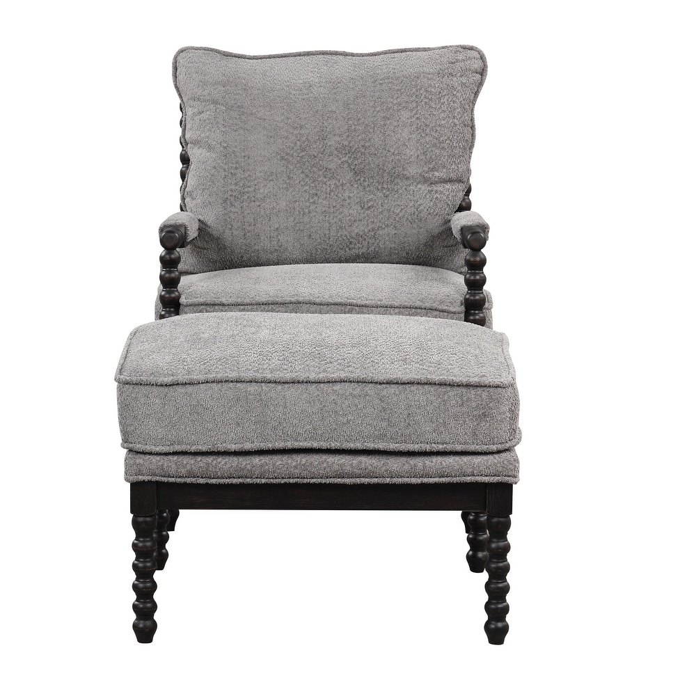 Tufted Velvet Accent Chair with Ottoman Lounge Chair Reading Chair