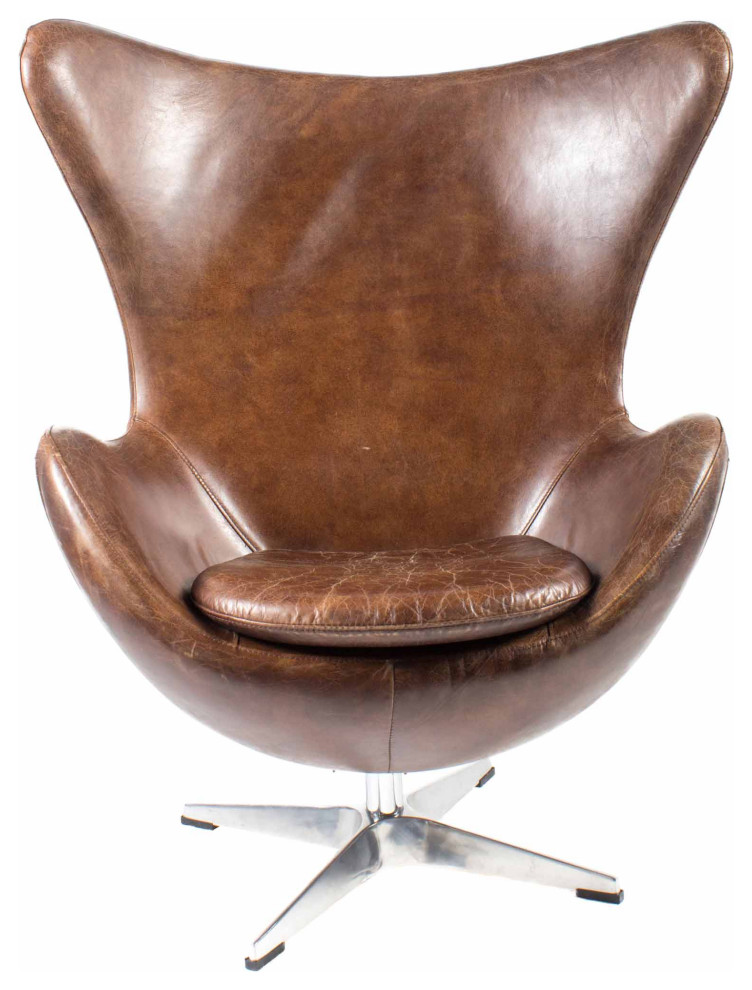 First of A Kind St Anne Swivel Club Chair Cappuccino Brown Leather   Midcentury   Armchairs And Accent Chairs   by First of a Kind USA Inc  Houzz