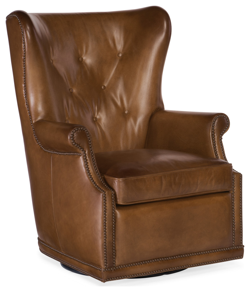 Maya Wing Swivel Club Chair   Transitional   Armchairs And Accent Chairs   by Buildcom  Houzz