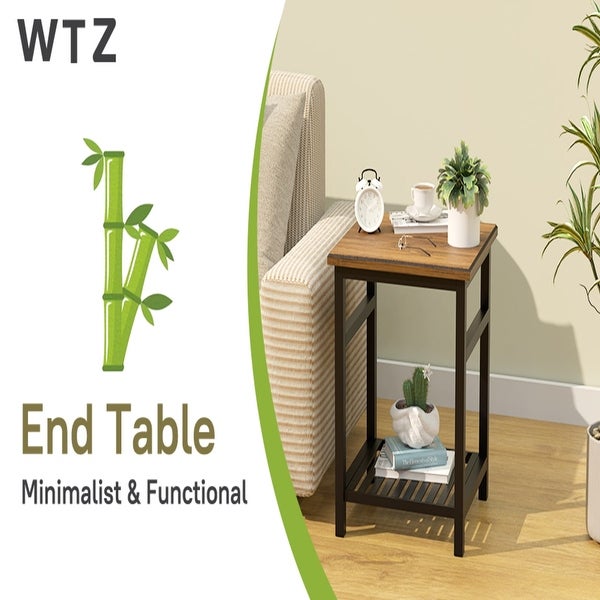 Modern Bamboo 2-Tier End Table/Side Table/Nightstand