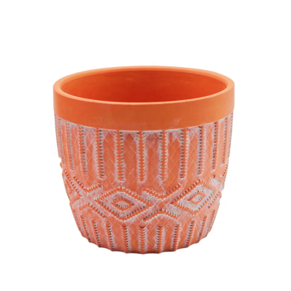 Round wholesales Garden Home Decoration Stripe pottery classic Ceramic Flower succulent Plant Pots