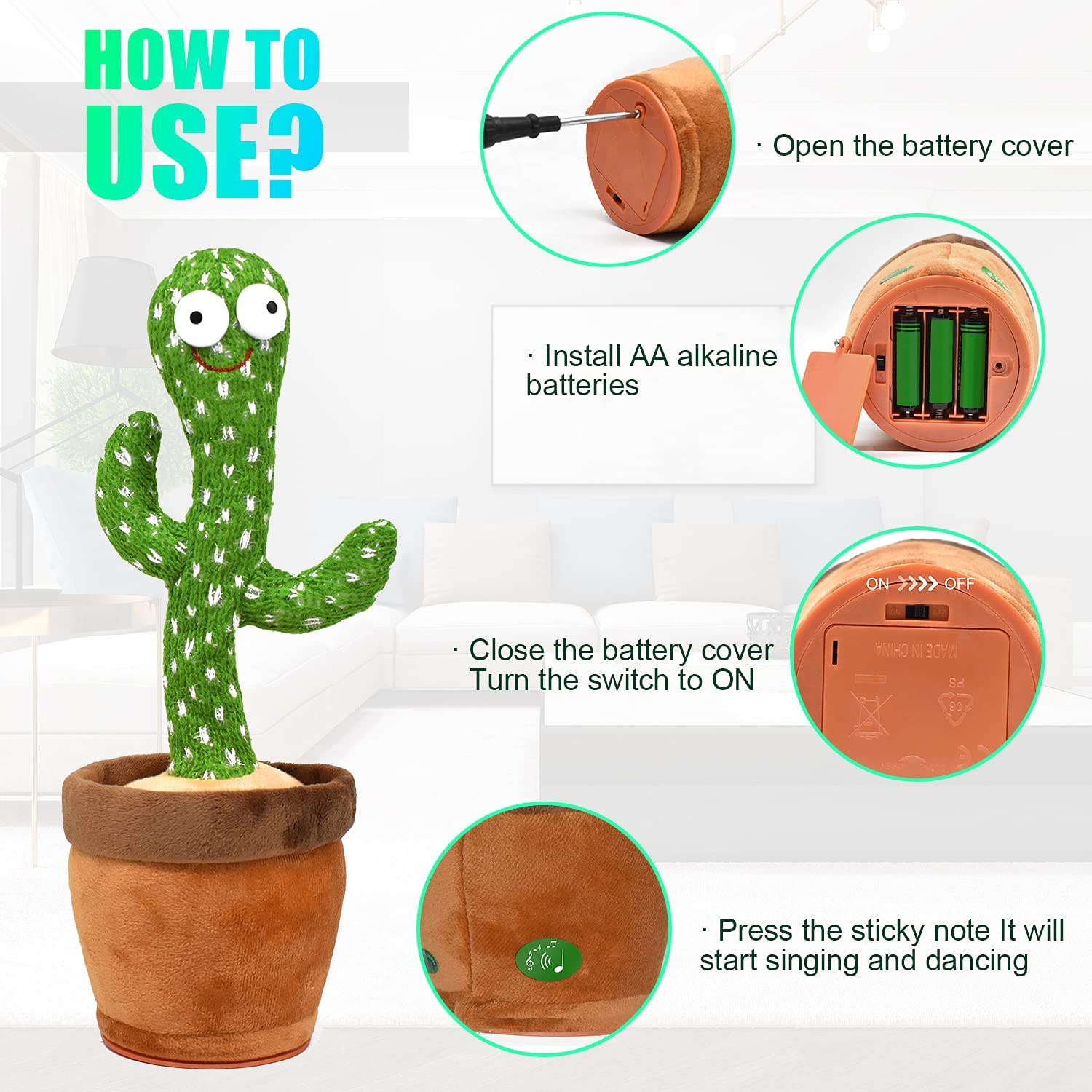 Dancing Cactus Toys， Talking Dancing Cactus Plush Toy Electronic Shake Toys