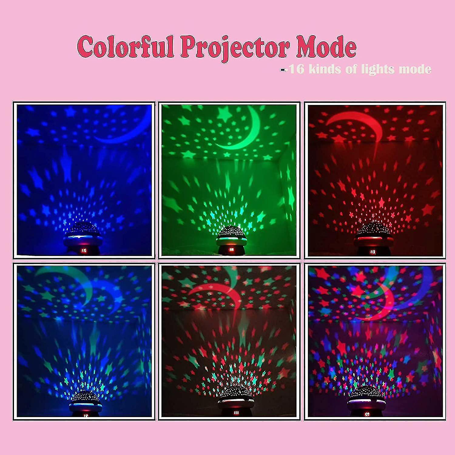 Star Projector Night Light For Kids Timer Baby Lamp With Remote Control 16 Colorful Rotati