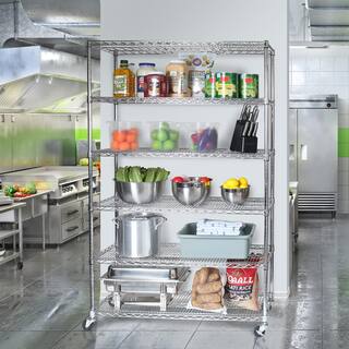 Seville Classics UltraDurable Silver 6-Tier NSF-Certified Steel Wire Garage Storage Shelving Unit (48 in. W x 72 in. H x 18 in. D) WEB563