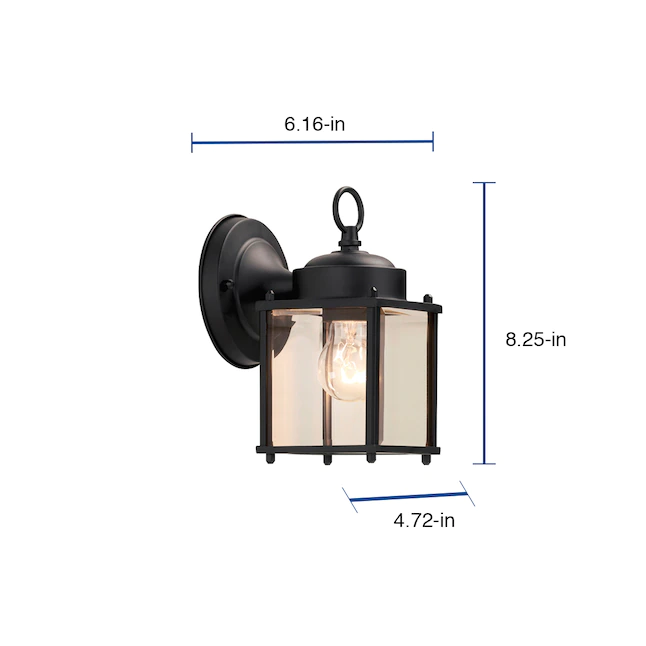 Portfolio 1-Light 8.25-in Black Outdoor Wall Light