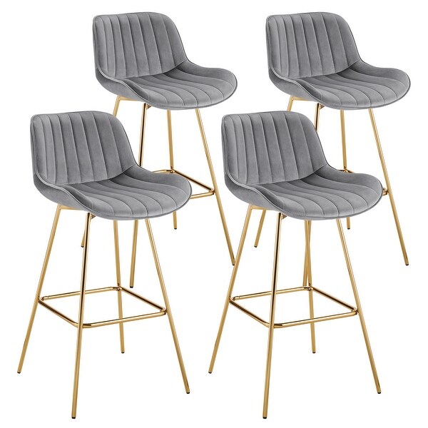 Art Leon Swivel Velvet Bar Stools (Set of 4)