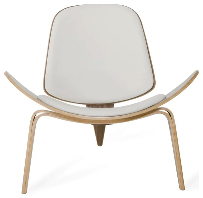 Rayne Modern White  ampWalnut Accent Chair   Midcentury   Armchairs And Accent Chairs   by V.S.D Furniture  Houzz