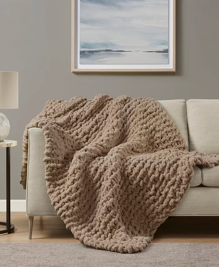 Madison Park Chunky-Knit Chenille Throw， 50