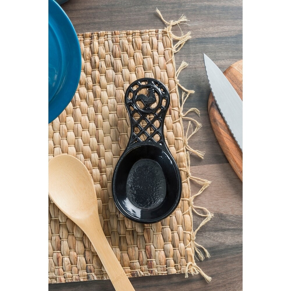 Home Basics Black Cast Iron Rooster Spoon Rest